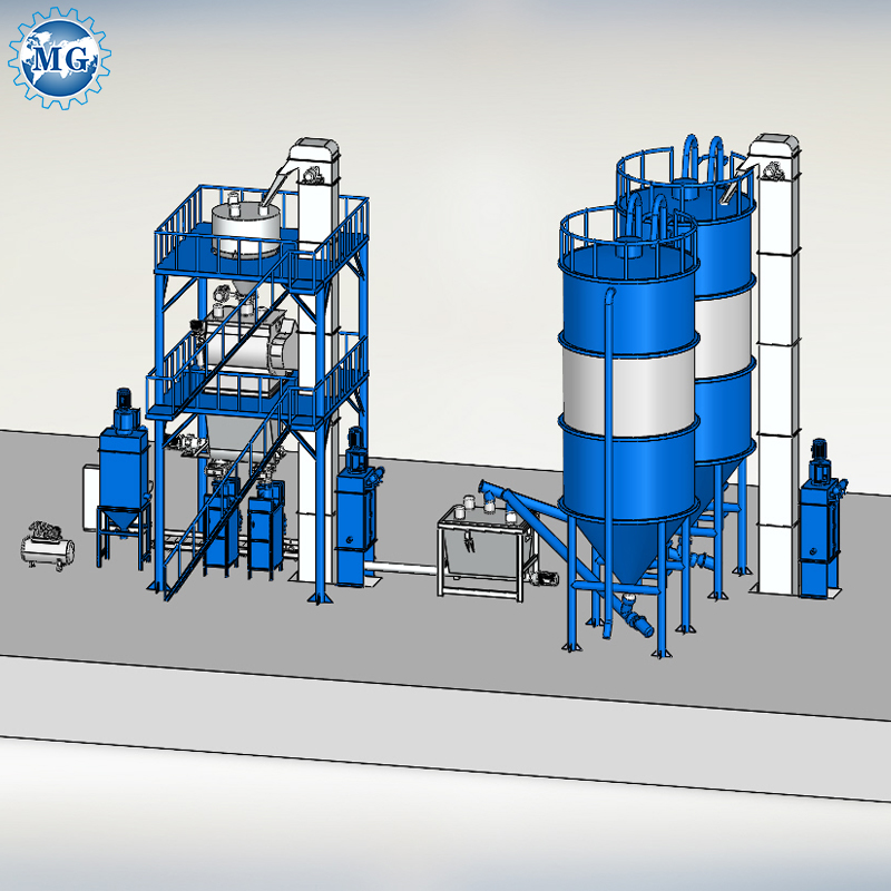 10 - 30T/H Dry Mortar Plant 9m With PLC Control Full Automatic 90KW