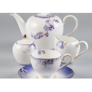 BSCI Lightweight Gold Rim Royal Bone China Tea Set