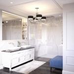 Customized Euclidean White Bathroom Cabinet with Stainless Steel Tower Rack