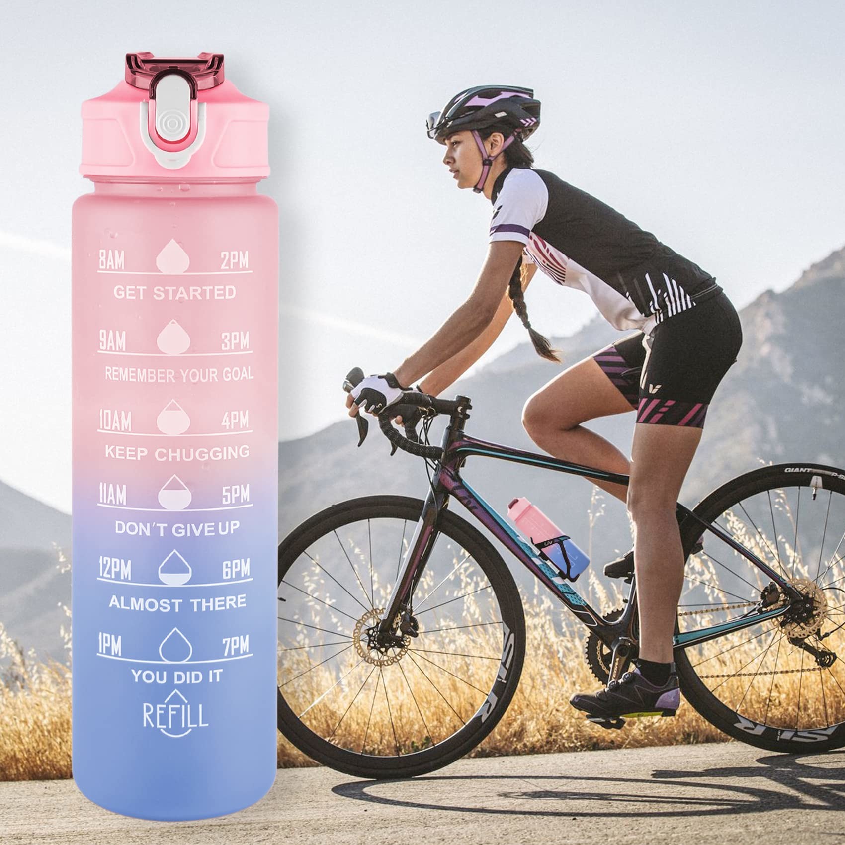 Water Bottles 3 Pcs Set With Time Marker Wide Mouth Leakproof Sports Fitness Gym Camping SpillProof For School Fitness Enthusiasts Indoor
