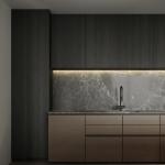 Custom Modern Gold PET Island Kitchen Cabinet High Quality Complete Modular