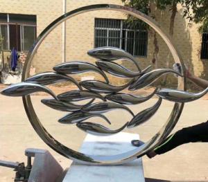 China Modern Mirror Fish Group Welding Stainless Steel Art Sculptures factory