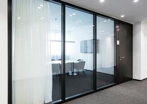 China new design Hidden frame glass partition with lock door closer factory