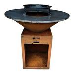 Outdoor Kitchen Corten Steel Charcoal / Wood BBQ Grill With Removable Ash
