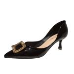 9797-9 Korean Fashion Pointed Shallow Mouth High Heels Hollow Sexy Rhinestone