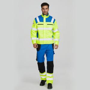 China Customized Fluorescent Flame-Resistant Work Suits Colorblock Durable Breathable factory