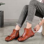S190 Factory retro flat oil wax leather short tube all-match women's boots