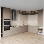 Modern EB Kitchen Cabinets Beige Wooden Cabinets Kitchen Storage System