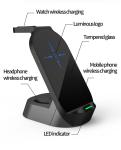 White 3 In 1 QI Wireless Charger Compatible with Compatibility Qi-enabled