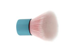 China Angular Kabuki Makeup Brush With Pink Nylon Hair And Blue Handle factory