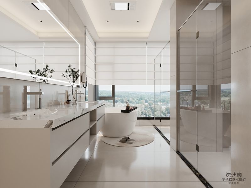 Fadior Sleek Design Stainless Steel Wall-Mounted Bathroom Vanity With Dual Sink And Smart Mirror