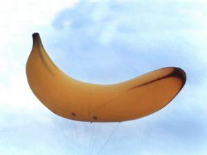 China Big size banana shape inflatable helium balloon factory