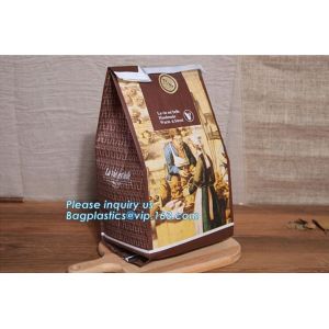 China Recyclable sandwich bread food packaging brown paper bag custom kraft pastry paper bag，kraft paper bread bag with window on sale