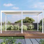 Smart Outdoor Lounge Pavilion with Aluminium Alloy Electric Louver Turning