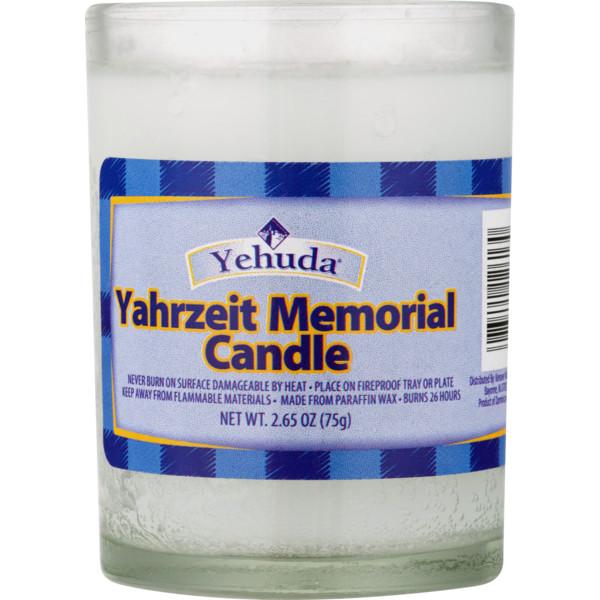 100% paraffin wax unscented memorial glass candle burns for 26 hours with