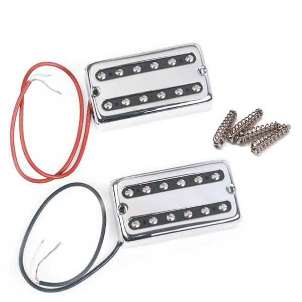 Chrome Guitar Pickup Set Metal Humbucker Dual Coill Pickup Alnico 5 For Gretsch