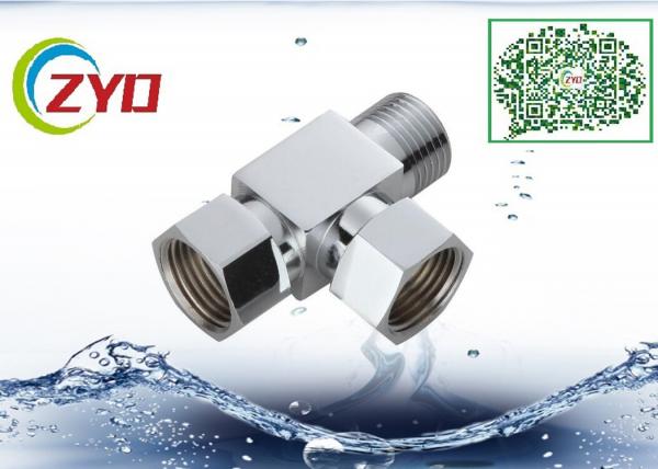 China 1/2MX1/2FX1/2F Brass Chrome Plated Three Way One Inlet Two Outlet Shower Faucet Diverter Bathroom Toilet Flushing Valve factory