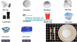 China mushroom tray vegetable tray, corn starh plastic disposable lunch box, eco friendly biodegradable plates on sale