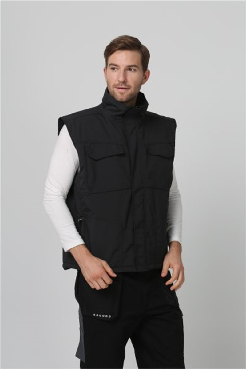 100% Polyester Lining Cold Weather Workwear 180gsm Black Winter Vest Mens