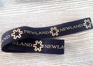 China 30MM Black Jacquard Elastic Band Silk - Screen Printed With Glossy Golden Silicone Logo factory