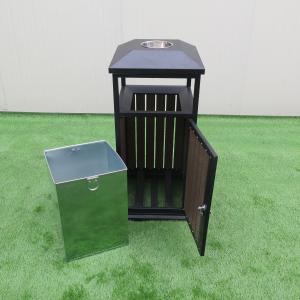 China Antique 450mm Width Steel Wooden 35L Ashtray Trash Can factory