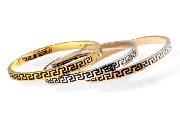 Great Wall pattern stainless steel bracelet men's summer polishing texture hand