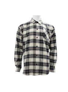 China 200GSM 100% Cotton Long Sleeve Checked Shirt Navy And Off White Color factory