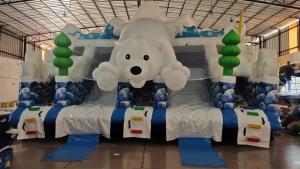 China Kids Inflatable Water Slide 0.55mm Pvc Tarpaulin 1000D Fireproof Innerial Baffle factory