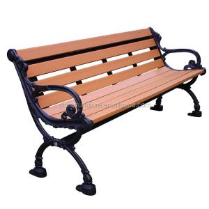 China 1.8M Park Outdoor Recycled Plastic Benches With Wood Slat Seat factory
