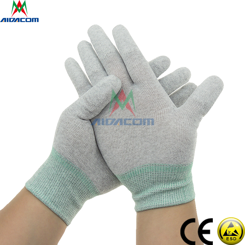 CE White Grey Lint Free 22.5cm ESD Antistatic Gloves