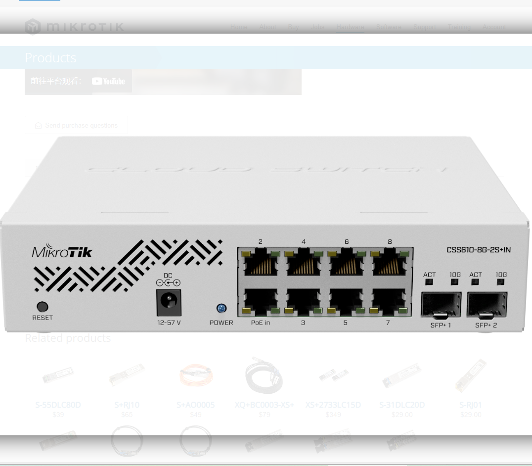 Mikrotik CSS610-8G-2S IN Network Switch 8 Gigabit Ethernet Ports Managed VLAN Support