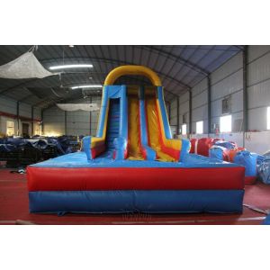 Customized Size Large Inflatable Slide Dry N Wet Slide With Pool For Amusement