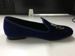 Durable Mens Velvet Loafers Round Toe Mens Blue Suede Slip On Shoes