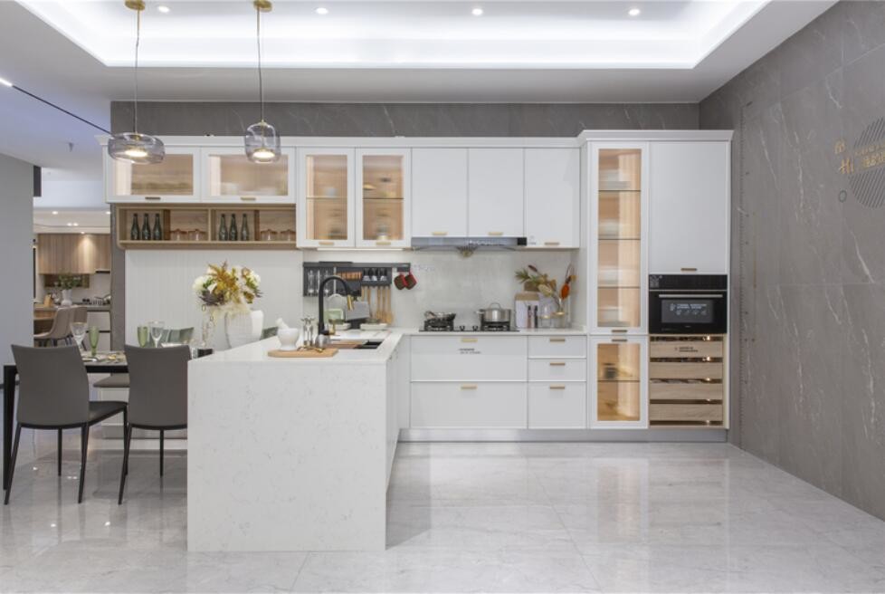 All Wood RTA Kitchen Cabinets Elegant White 18mm Chip Board Furniture