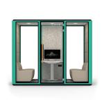 81.6 Inch Green Soundproof Office Pod Phone Booths Acoustic Tempered Glass