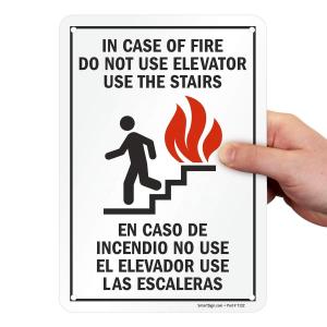 China Laminated Aluminum Fire Exit Staircase Signage Do No Use Elevator Safety Warning on sale