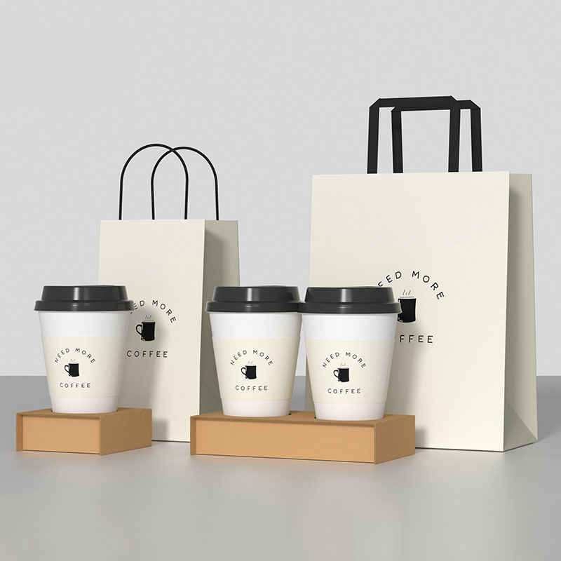 Custom Printed Coffee Takeaway Packaging Kraft Paper Food Bags with Luxury Appearance