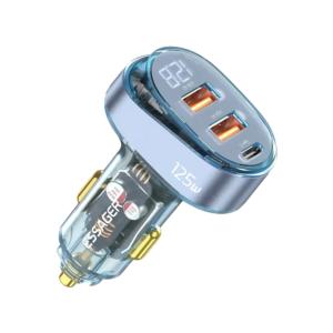 China Official Store Digital Display Car Chargers 125W Transparent with 1 Type-C 2 USB-A factory