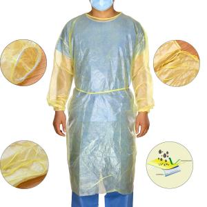 China Non Woven Pp Pe Coated Yellow Disposable Surgical Gown For Doctors factory