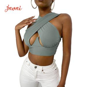 China OEM Yoga Sports Bras Sexy Women'S Crisscross Cut Out Vest Halter Wrap Crop Top factory