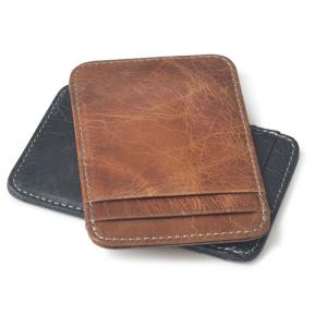 China Professional Cowhide Man Leather Business Card Holder 10.2CM*6.8CM*0.3CM Package Size factory