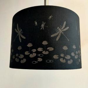 China Blue drum shade with lotus flower laser cut factory