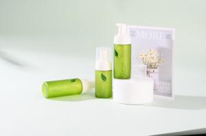 China 100ml 120ml Green Frosted Plastic Foam Bottle With Fome Pump Musse Foam Cleanser factory