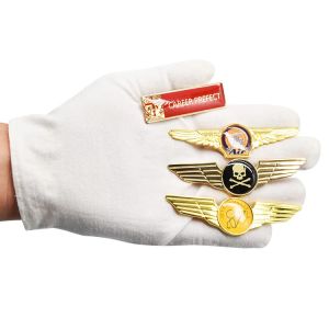 Custom Security Badge Metal Lapel Pin Gold 3D Enamel Pin With Leather Set