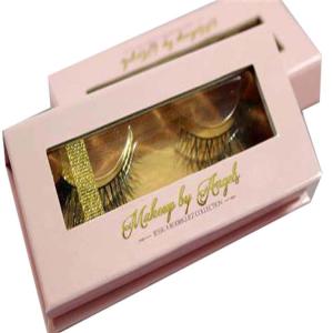 China custom pink eyelash window paper box Rigid eyelash gift box factory