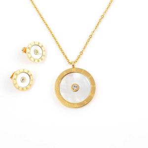 China South American Fashion Stainless Steel Earrings With Matched Pendant Necklace Set CQT0 factory