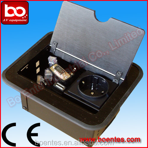 Asia Popular Worktop Flip Up Hidden Box/ Floor Cable Cubby/Tabletop Power Outlet Socket with Cables