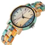 Waterproof Colorful Wooden Wrist Watch With PC21S Movement Handmade Draft