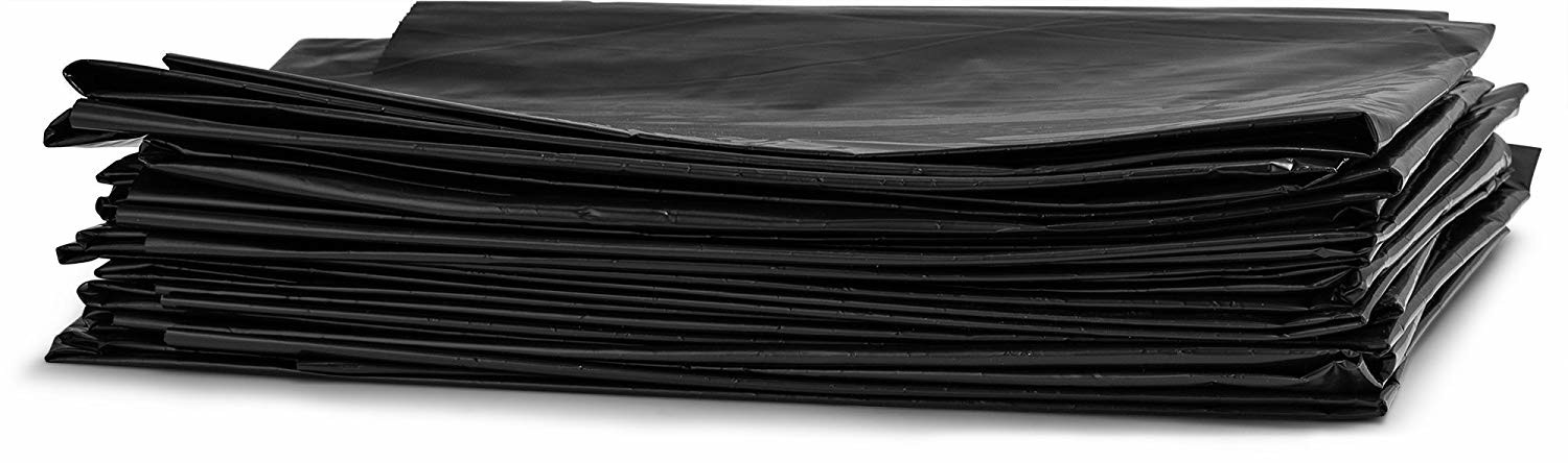 Durable 65 Gallon Trash Bags , Black Disposable Recyclable Rubbish Bags