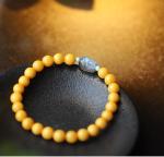 Fashion Jewelry Round Donut Yellow Amber Natural Yellow Piebald Amber Bracelet